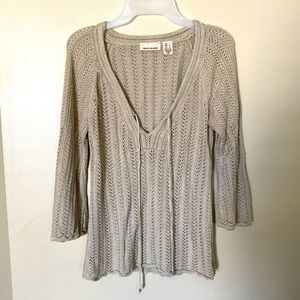 DKNY Womens Tan Boho Sweater